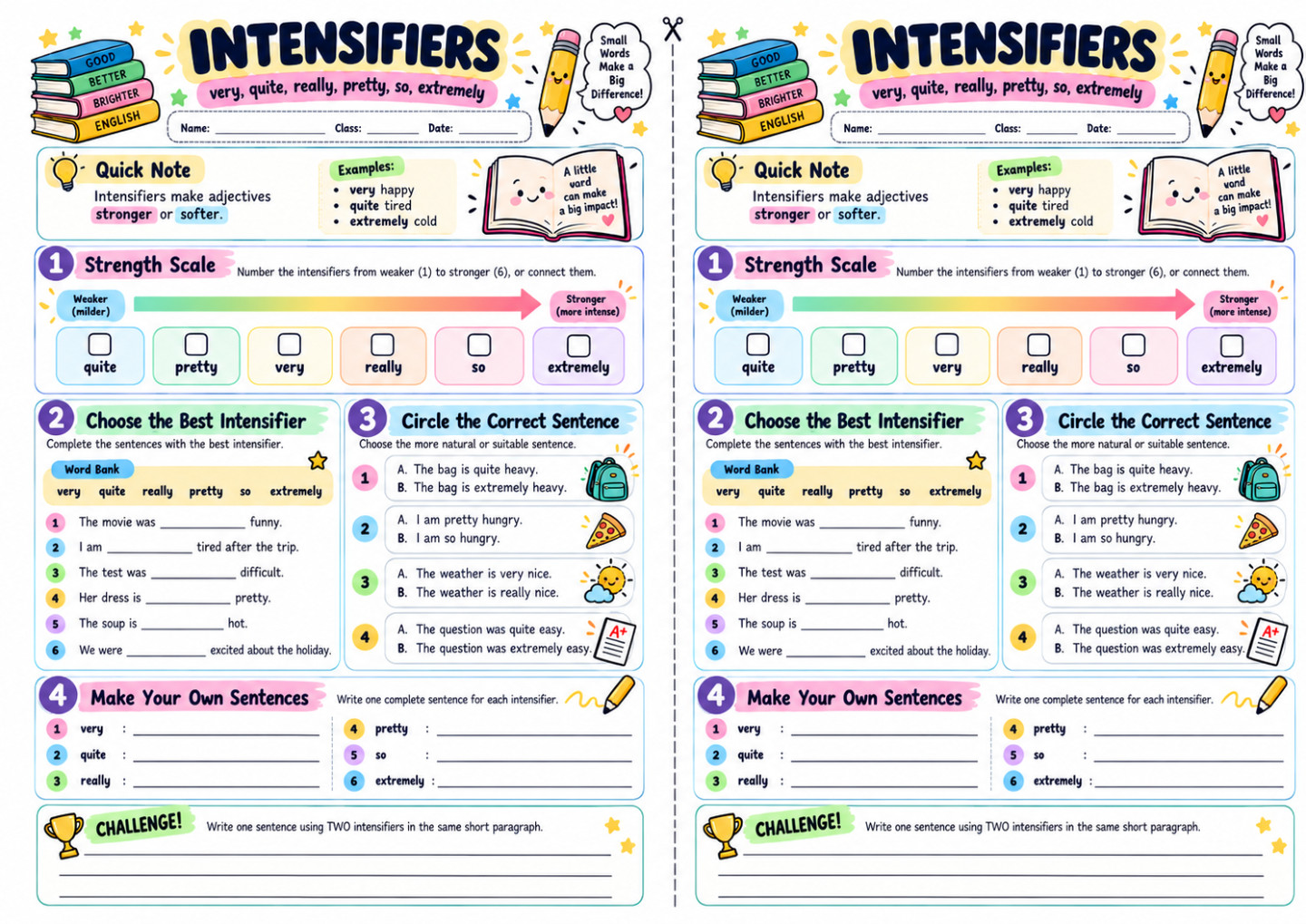ورقة عمل — Intensifiers