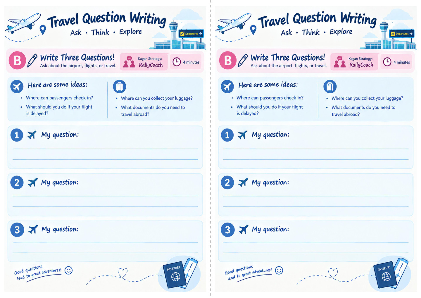كتابة أسئلة السفر — Travel Question Writing